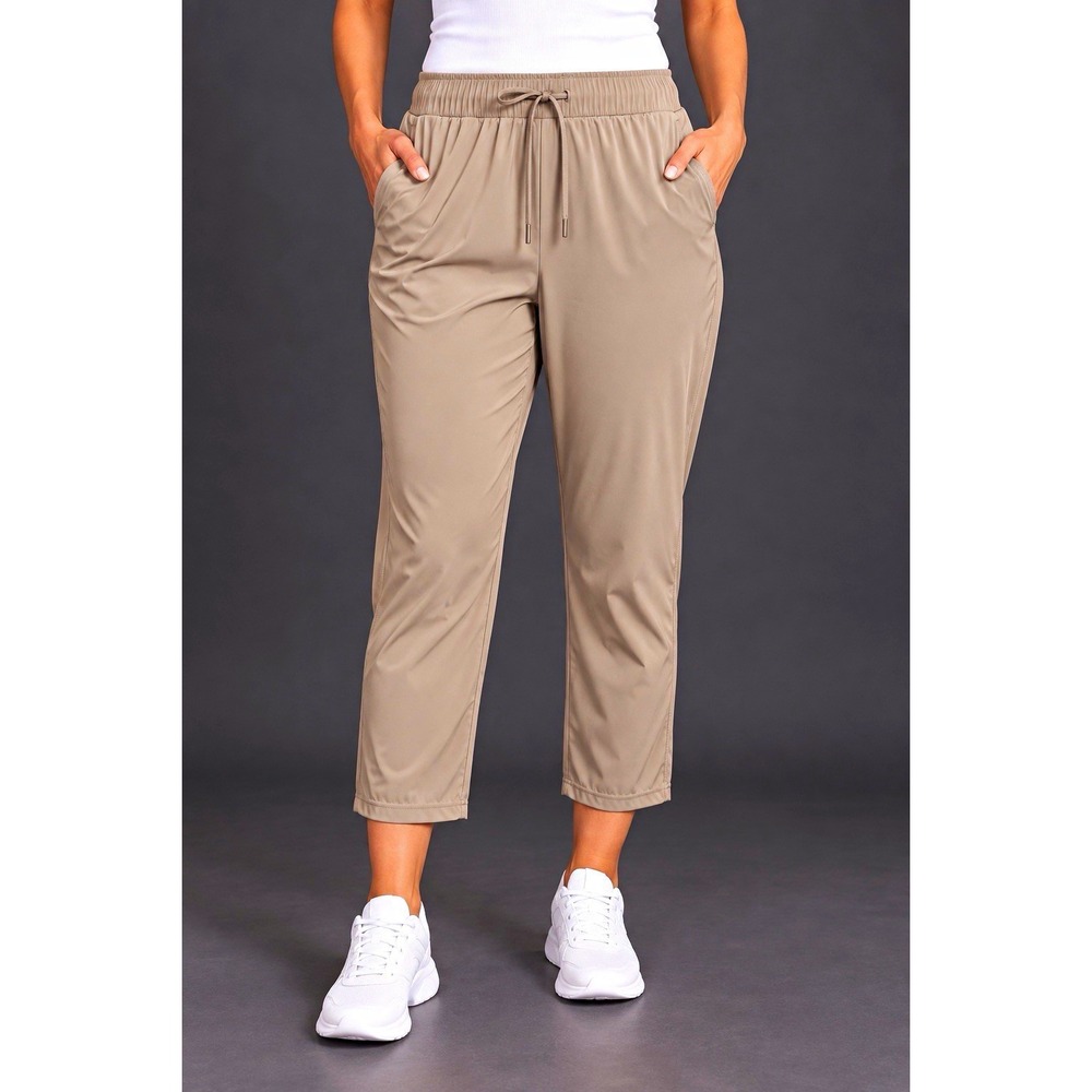 32 Degrees Womens COOL Capri Pull On Pants Large Tan Stretch Drawstring NWT